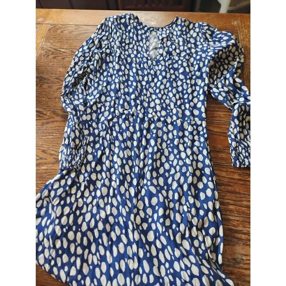 Reformation Kellan Lolita blue&white Long Sleeve Midi Dress Size 12 - Picture 4 of 4